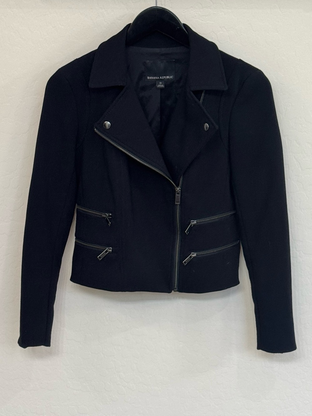 Banana Republic Black Moto Asymmetrical Zip Jacket Size 0
